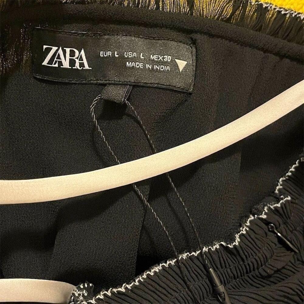 Zara Women's Black Mini Dress with Bow Size L Party‎ Cocktail Romantic Goth NWT - Picture 9 of 11